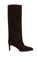 Woman Brown Thin-Heeled Suede Boots | Derimod