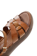 Women's Tan Leather Thick Soled Comfort Sandals | Derimod
