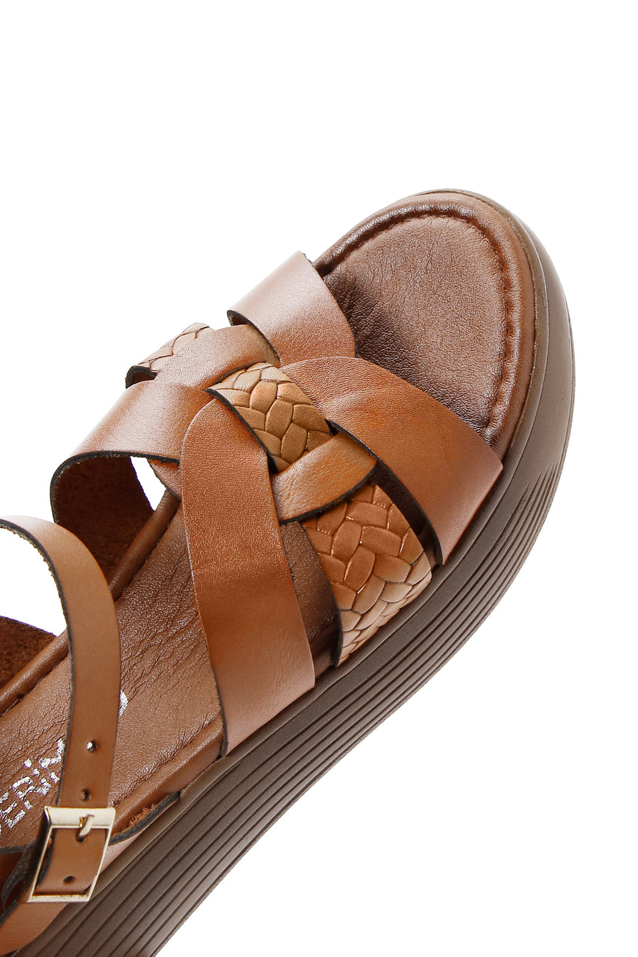 Women's Tan Leather Thick Soled Comfort Sandals