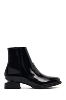 Women's Black Thick Short Heel Patent Leather Boot | Derimod