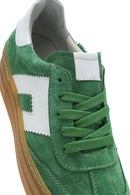 Women's Green Lace-Up Suede Leather Sneakers | Derimod