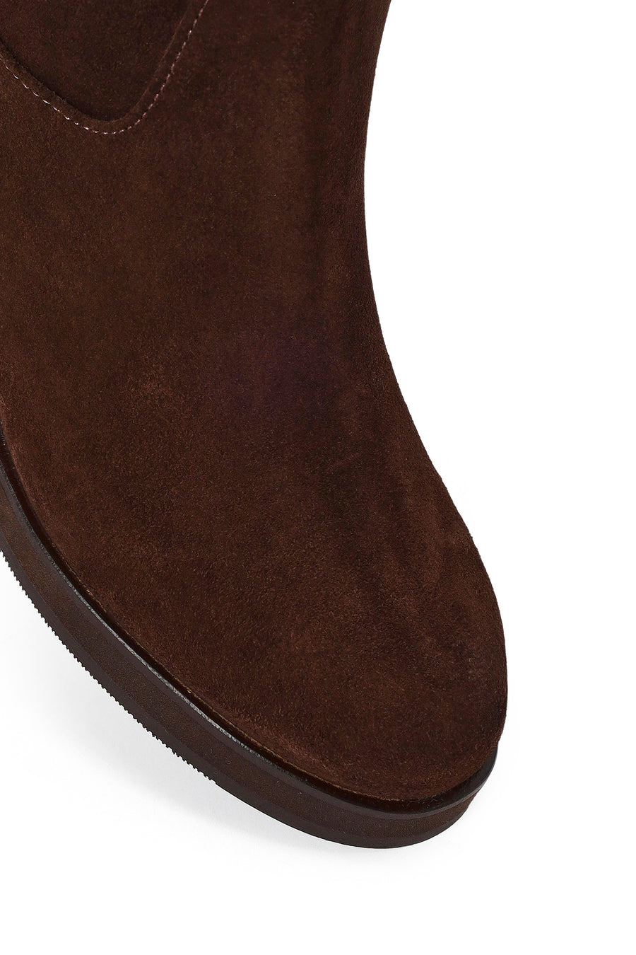 Woman Brown Thick Heeled Suede Boots