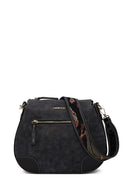 Woman Black Long-Strap Nubuck Crossbody Bag | Derimod