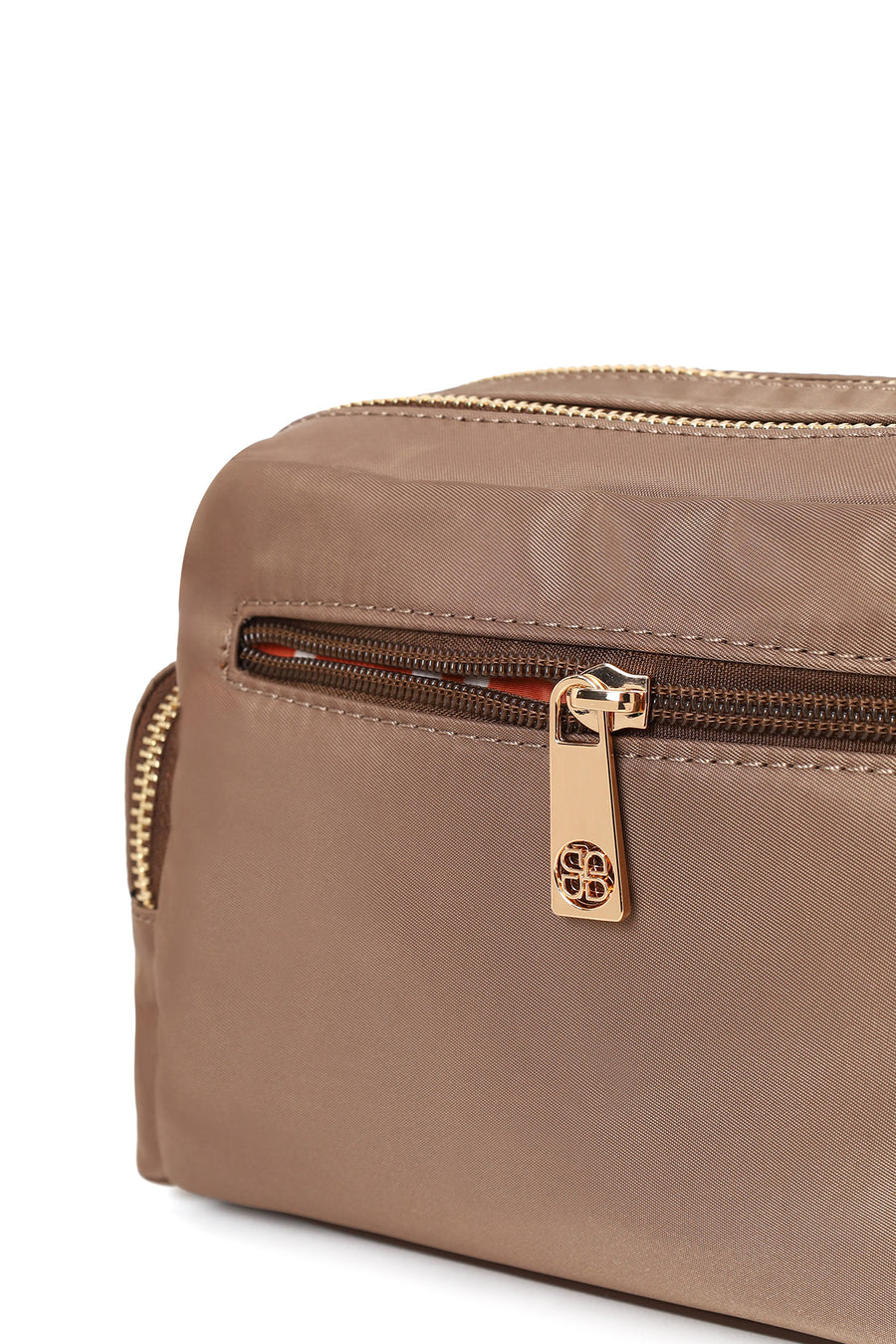 Woman Brown Fabric Mini Crossbody Bag