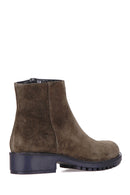 Zippered Women's Suede Boots | Derimod
