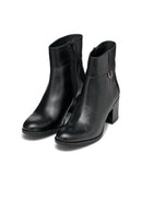 Geox Women's Black New Asheel Zippered Thick Heel Leather Boots | Derimod