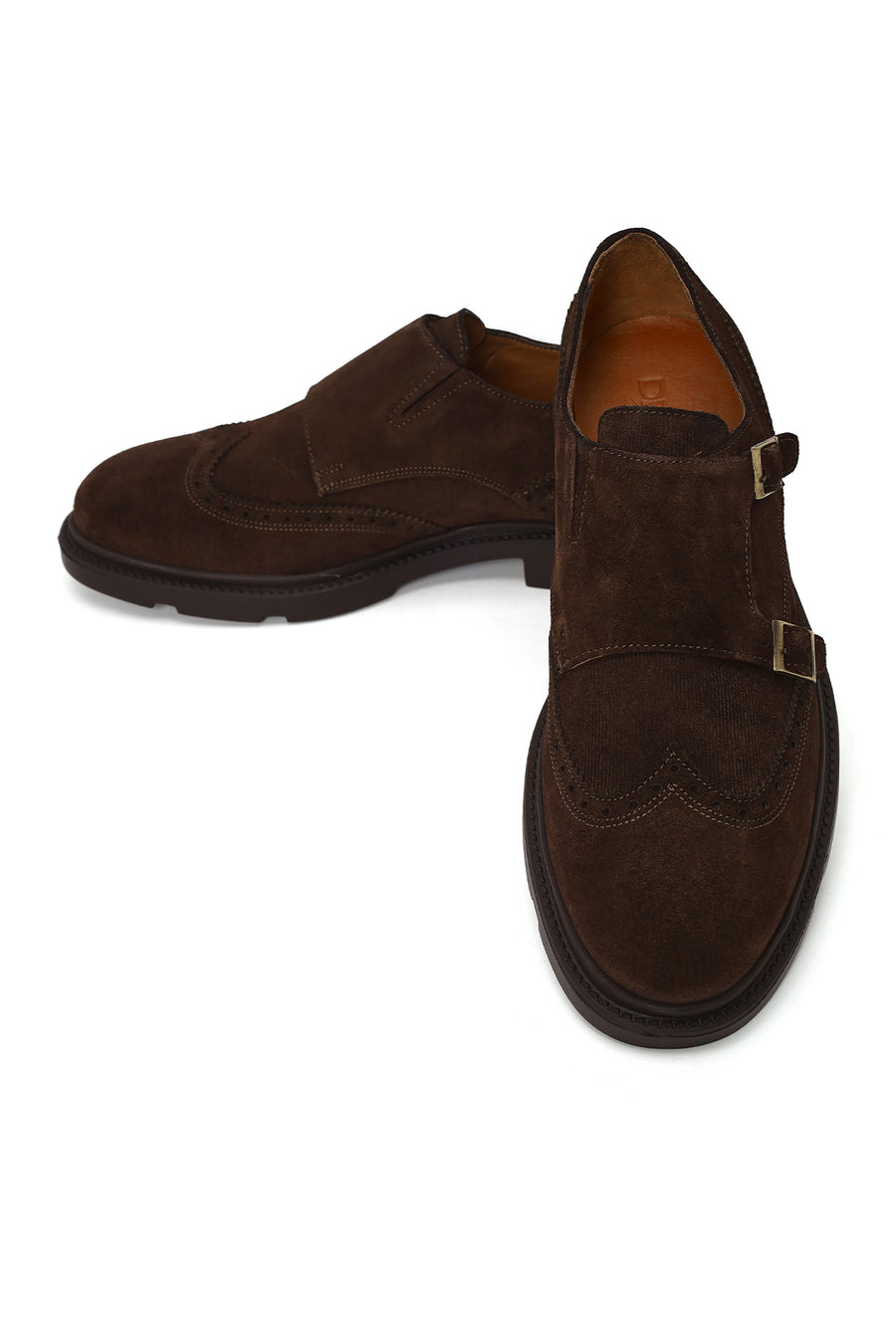 Male Brown Buckled Suede Casual Shoes
