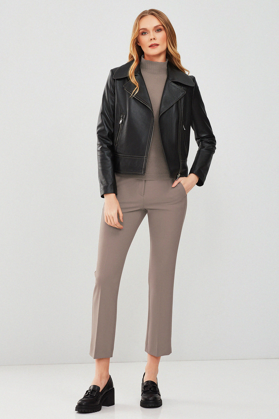 Rapsodi Women's Black Leather Jacket