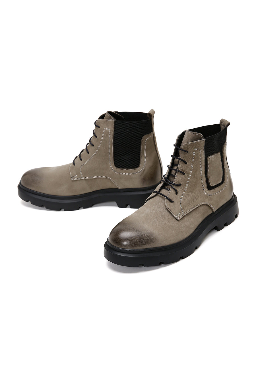 Men's Beige Nubuck Leather Boots