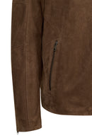 Ronaldo Male Tan Zip Closure Suede Jacket | Derimod