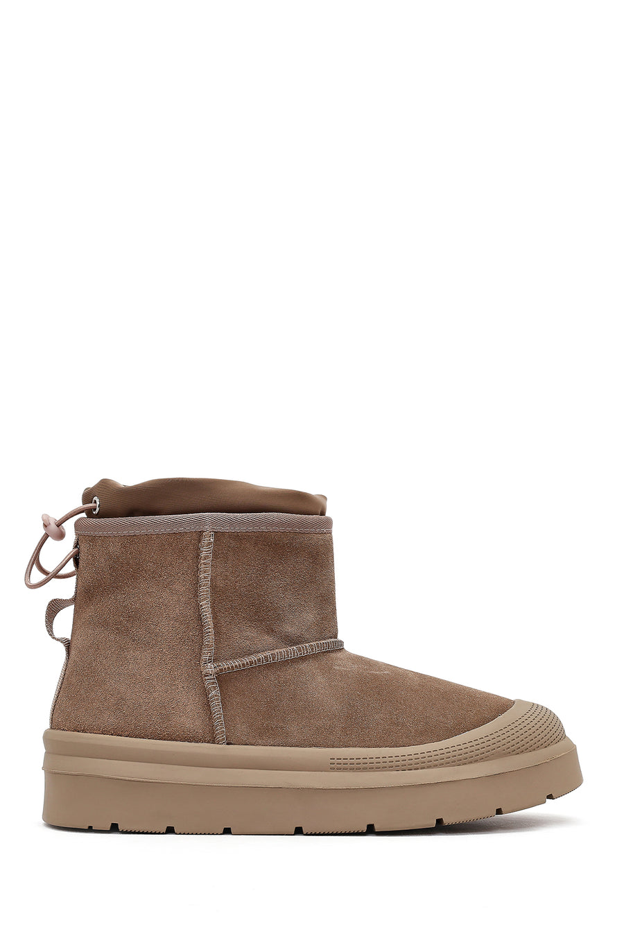 Women's Powder Pink Thick-Soled Suede Leather Teddy Boots 25WFD405310 | Derimod