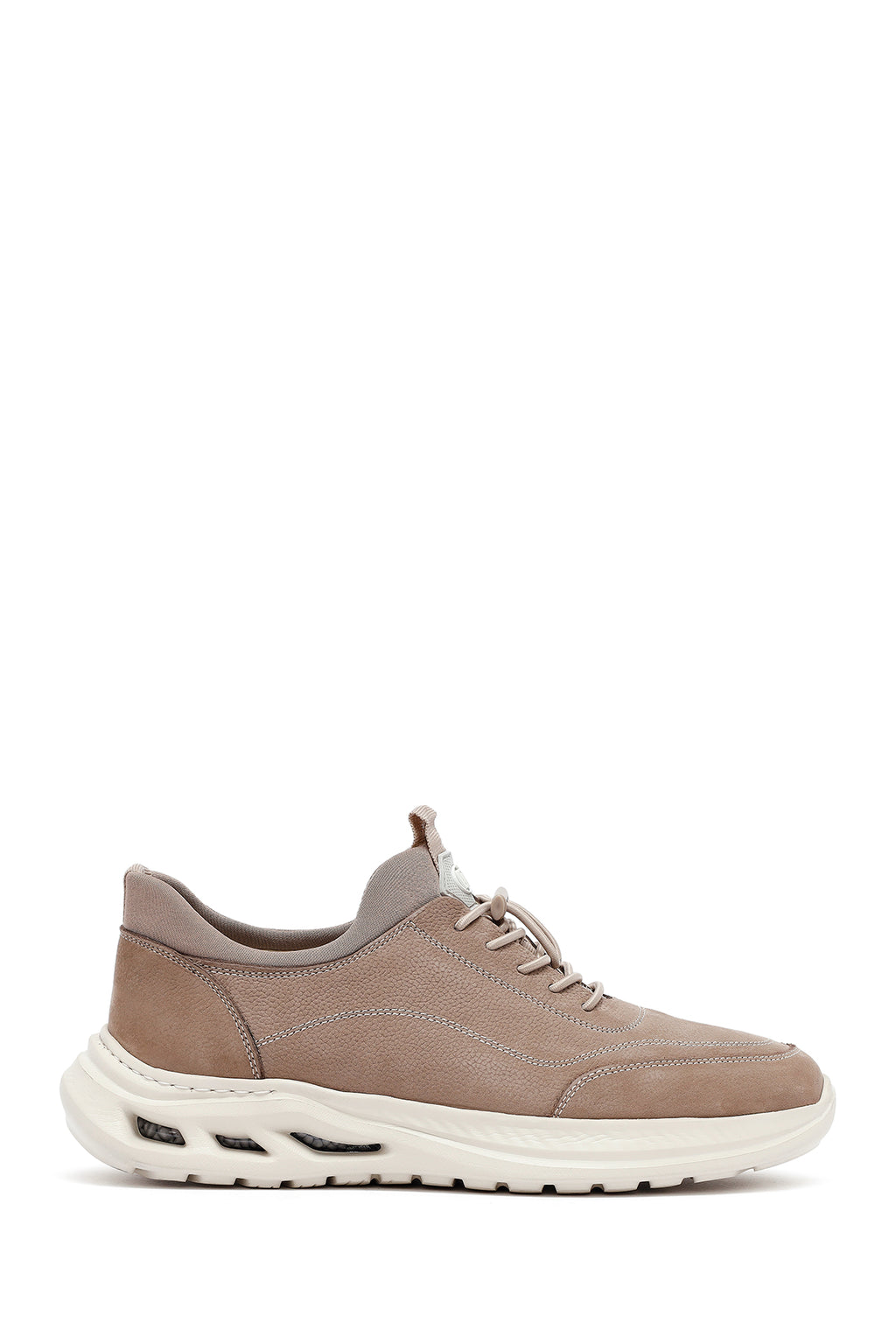 Erkek Vizon Bağcıklı Nubuk Deri Sneaker