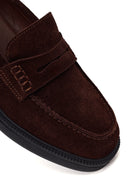 Kadın Kahverengi Süet Deri Maskülen Loafer | Derimod