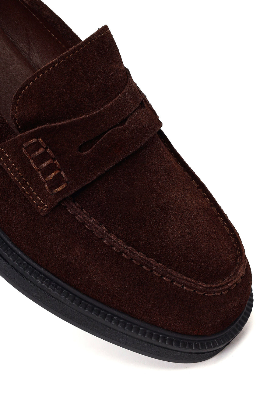 Kadın Kahverengi Süet Deri Maskülen Loafer