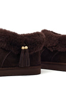 Woman Brown Embellished Suede Teddy Boots | Derimod