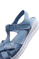 Kadın Mavi Deri Comfort Sandalet | Derimod