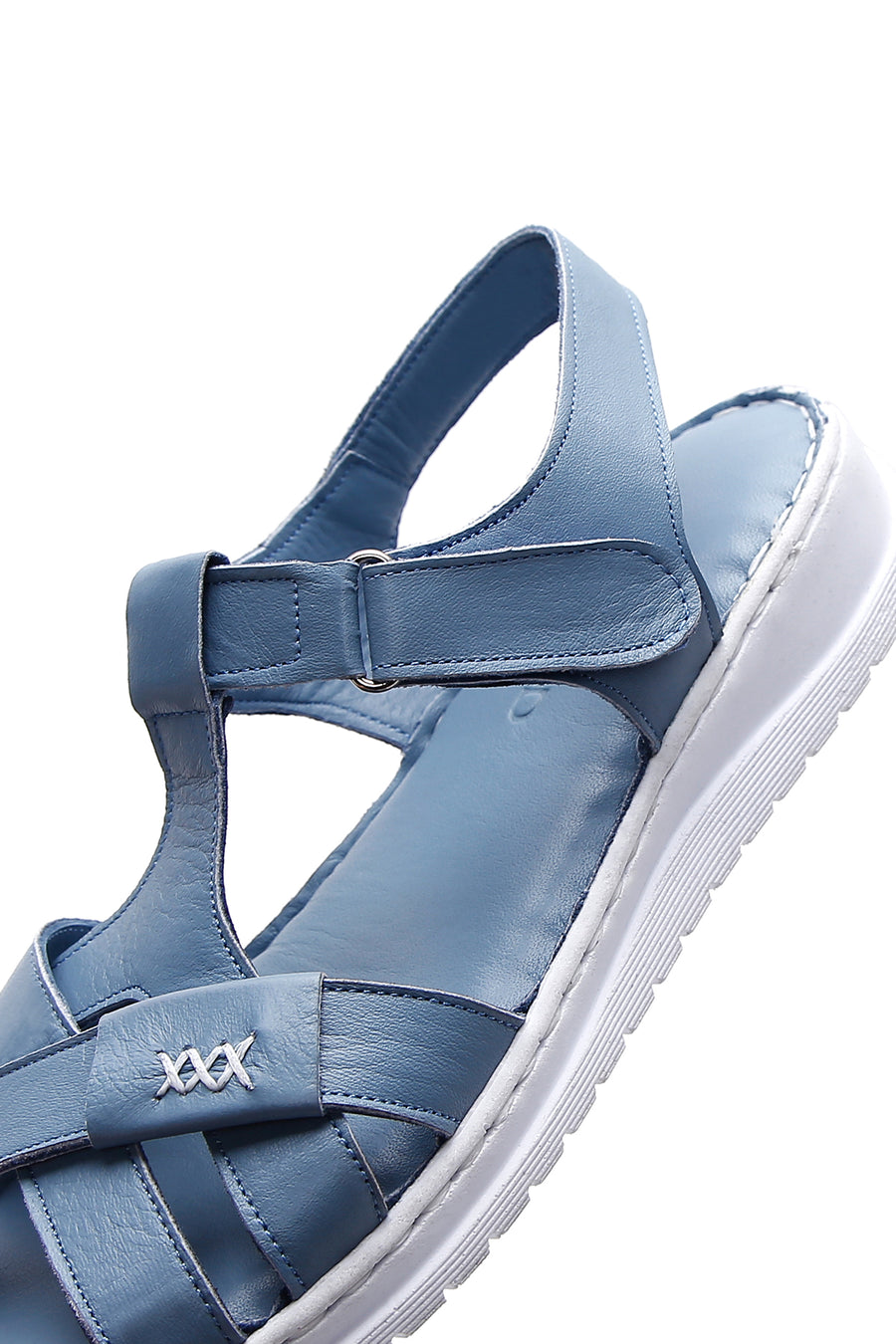 Kadın Mavi Deri Comfort Sandalet