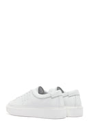 Men's White Lace-up Thick-Sole Leather Sneaker | Derimod