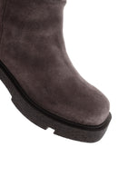 Women's Mink Thick Soled Zippered Suede Leather Casual Boots | Derimod