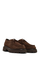 Woman Brown Lace-Up Thick-Soled Suede Masculine Shoes | Derimod