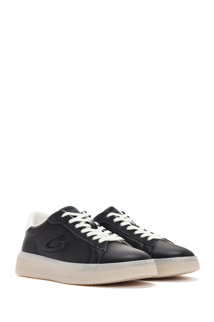 Alberto Guardiani Men's Black New Era Lace-Up Leather Sneakers