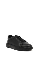 Erkek Siyah Bağcıklı Deri Sneaker | Derimod