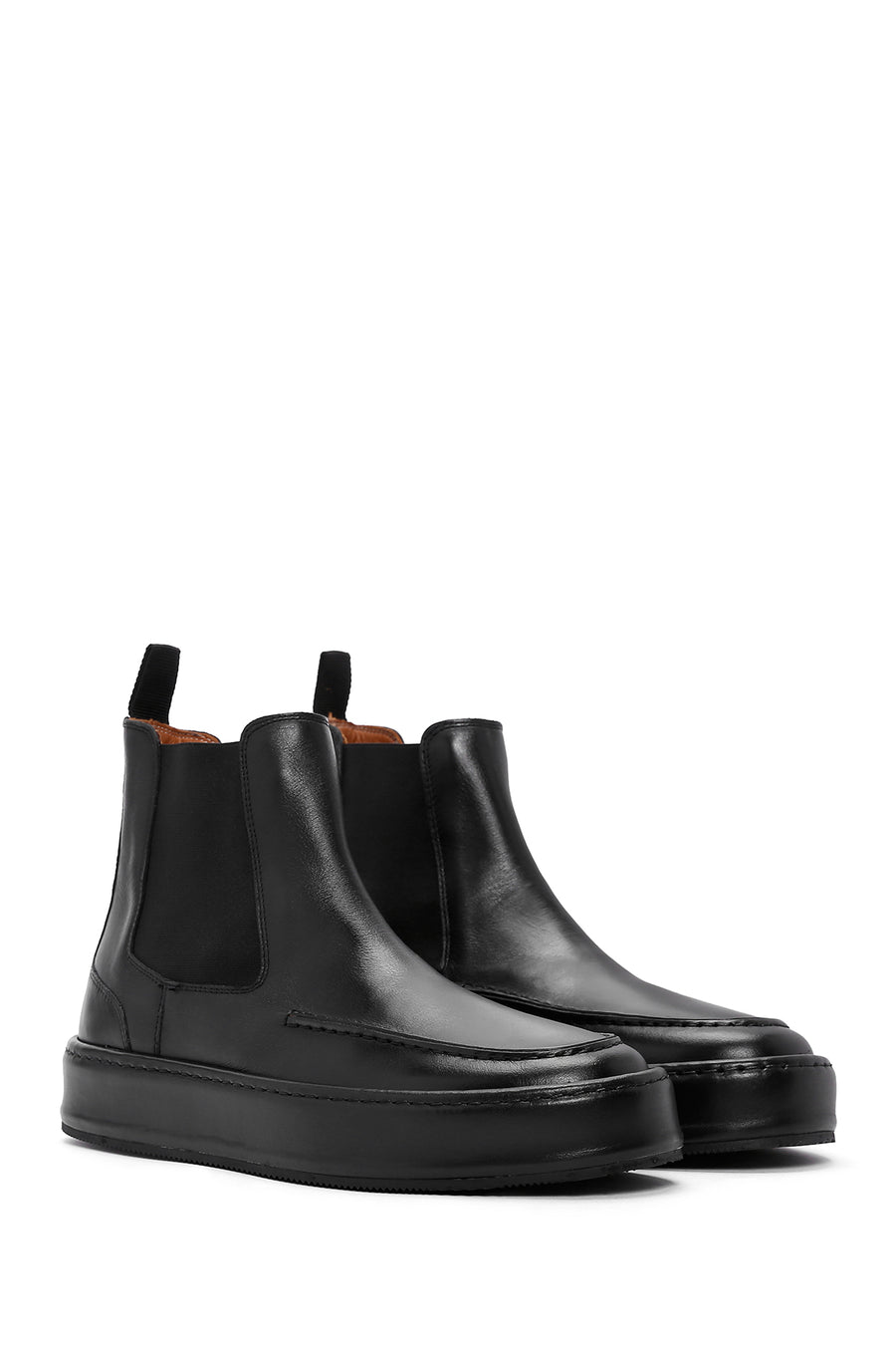 Men's Black Leather Chelsea Sports Boots