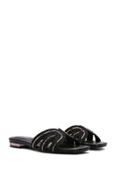 Women's Black Stone Slippers | Derimod