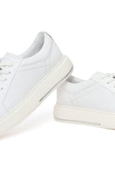Erkek Beyaz Bağcıklı Deri Sneaker | Derimod