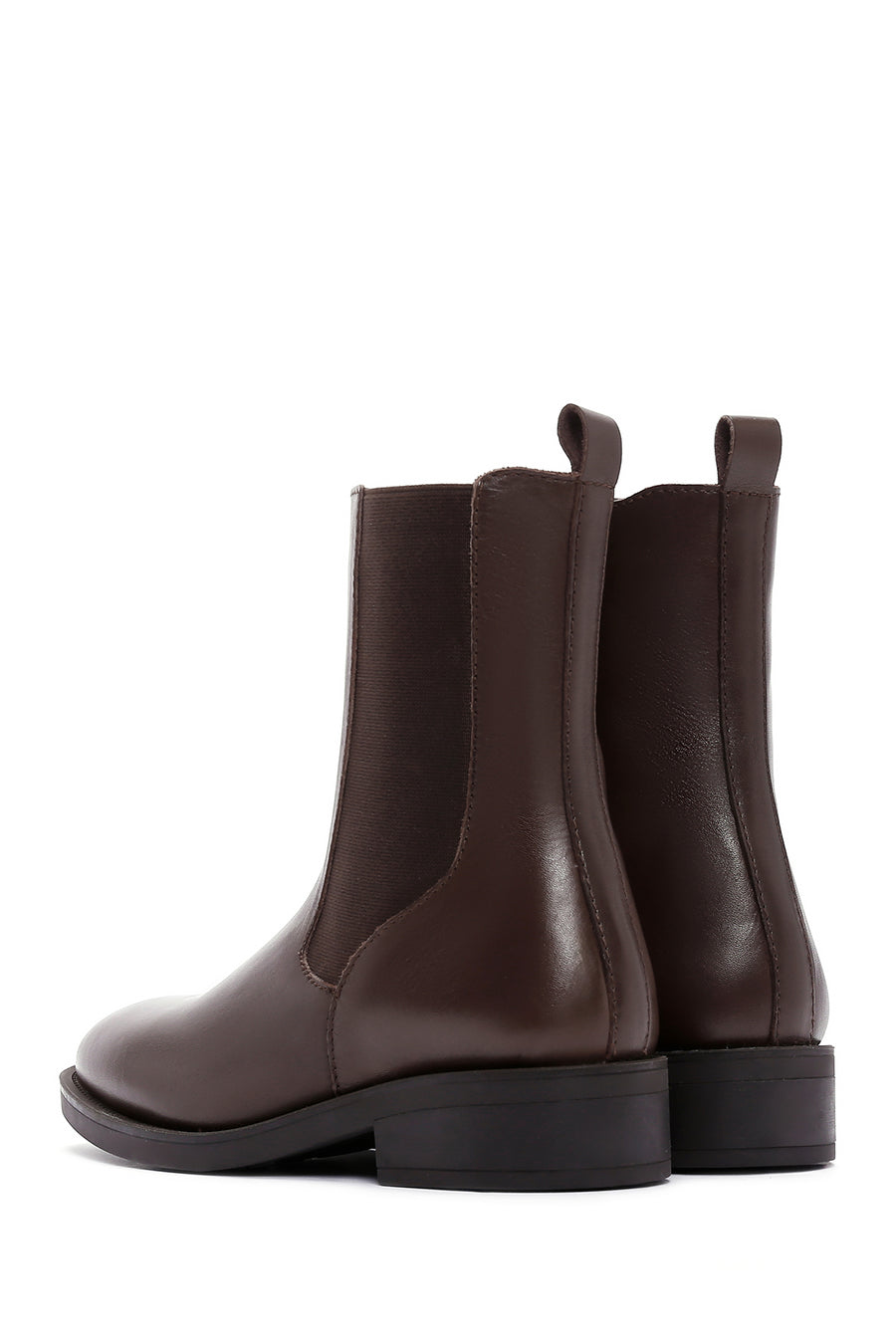 Women's Brown Zippered Leather Casual Boots