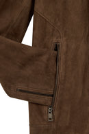 Ronaldo Male Tan Zip Closure Suede Jacket | Derimod