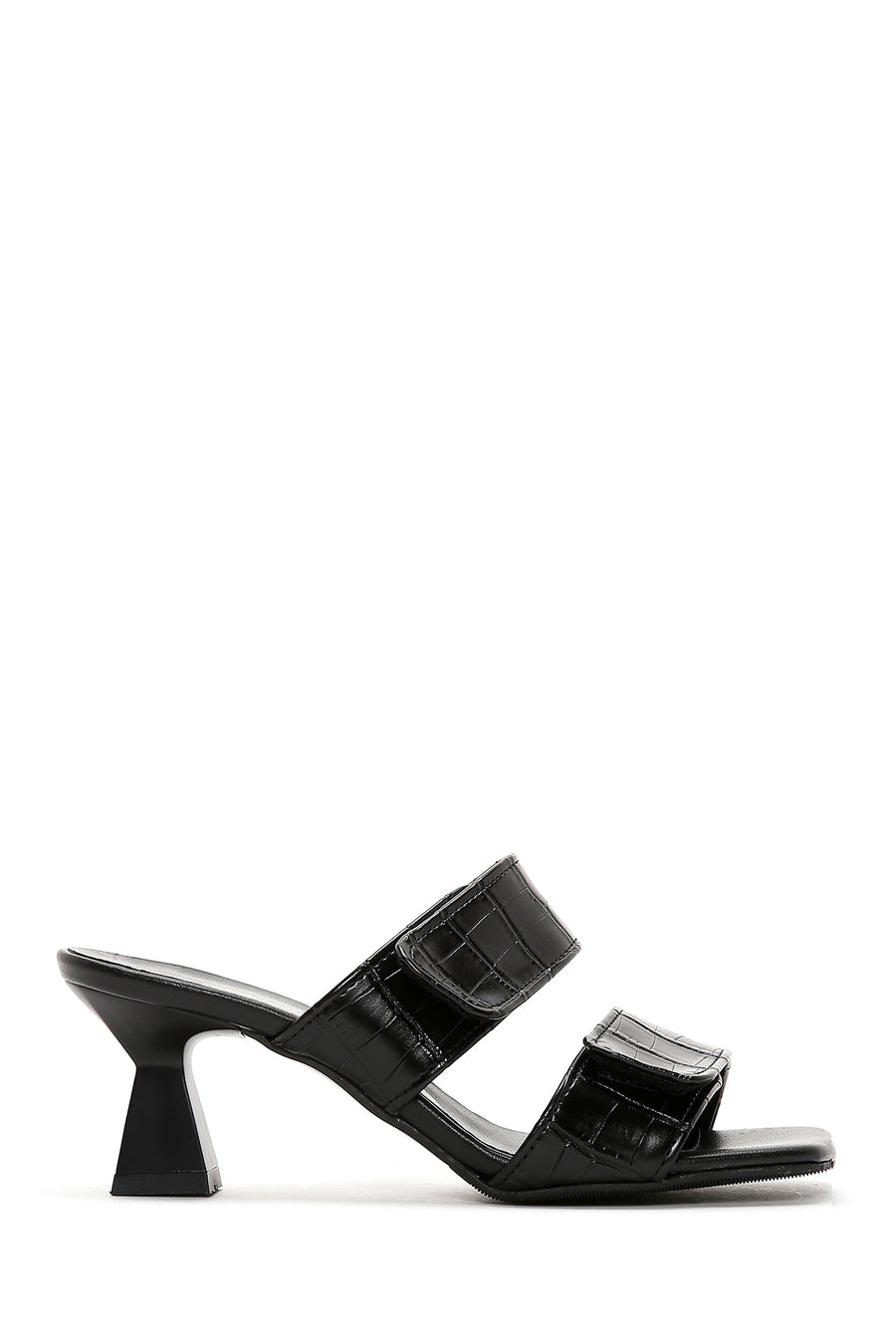 Women's Black Thick Heel Crocodile Slippers 25SFE4000E3 | Derimod