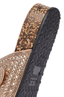 Women's Gold Double Buckle Embellished Slippers | Derimod