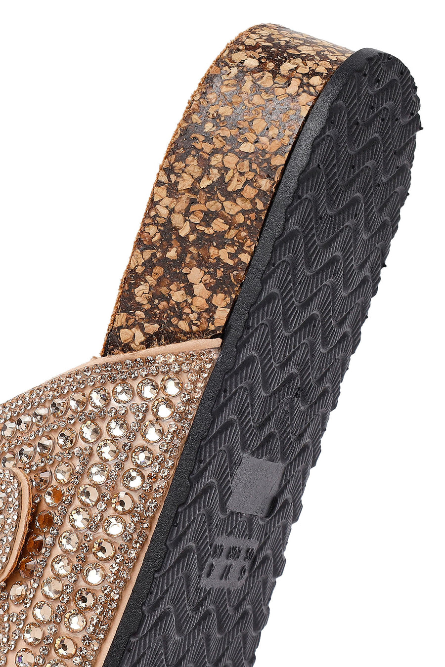 Women's Gold Double Buckle Embellished Slippers