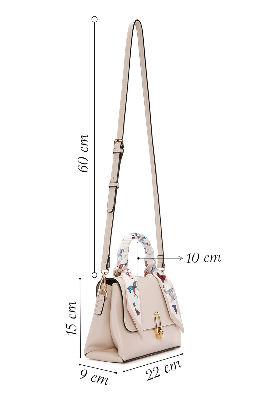 Woman Cream Long-Strap Accessory Shoulder Bag