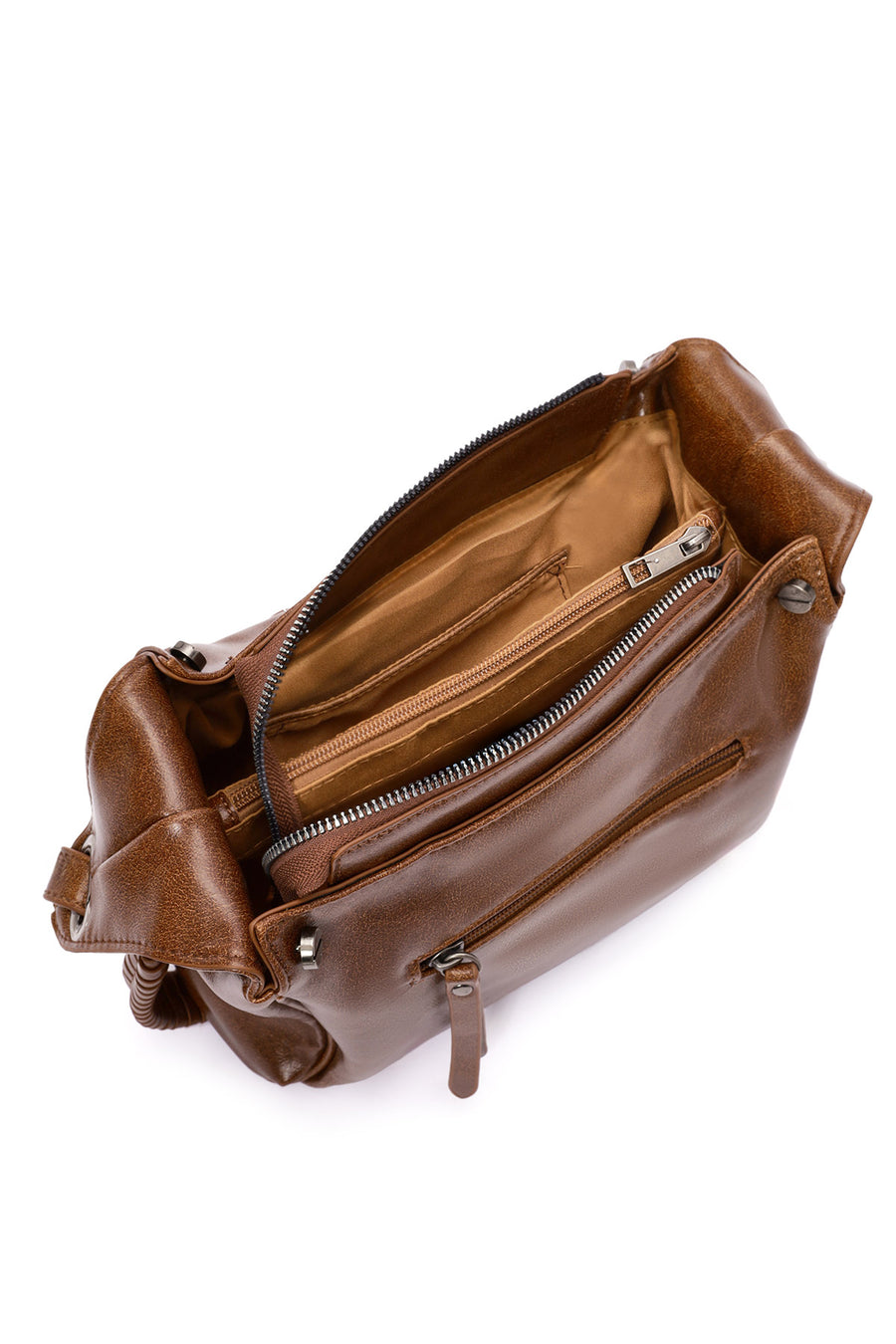 Women's Tan Long Strap Crossbody Bag