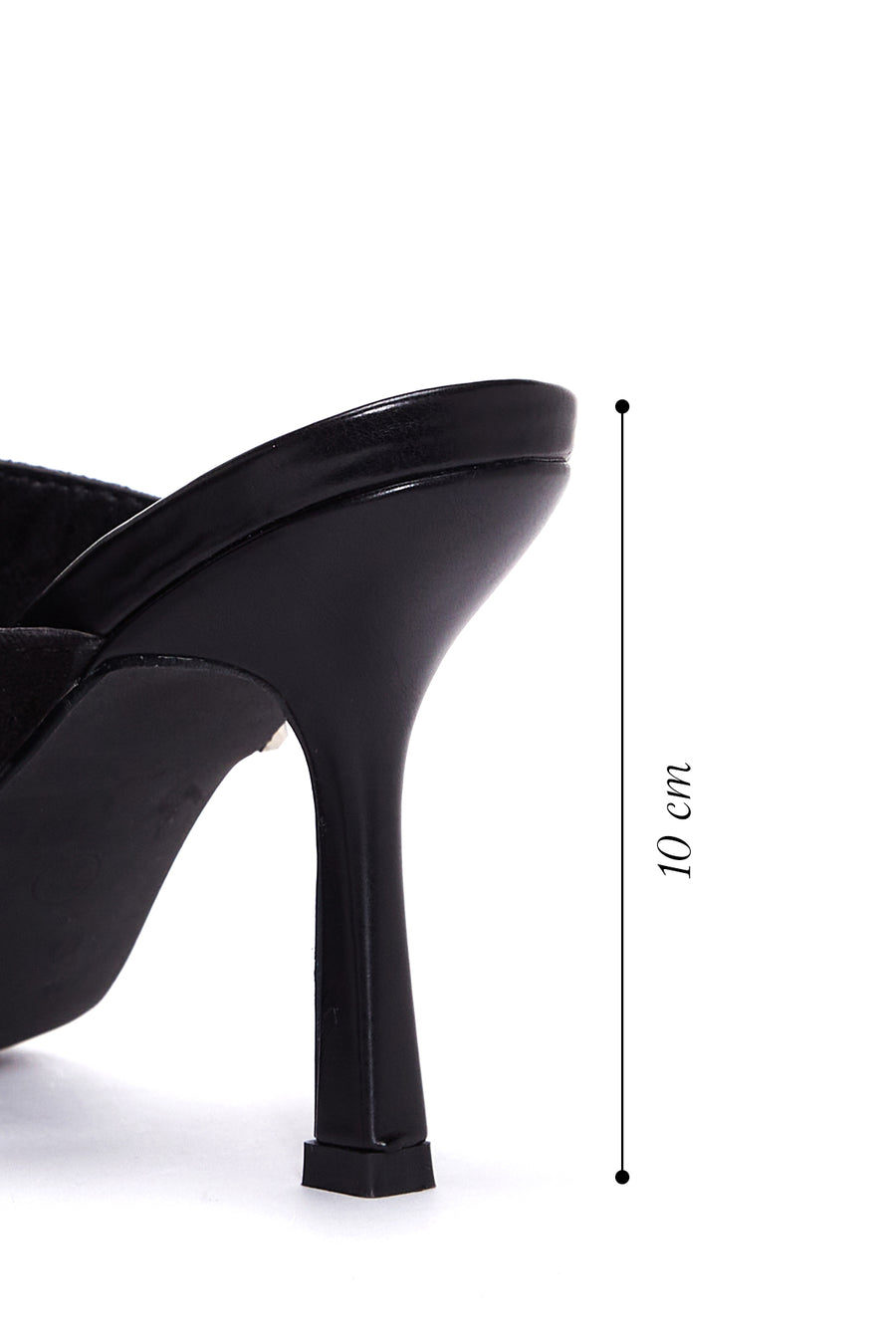 Women's Black Stone Heeled Slippers