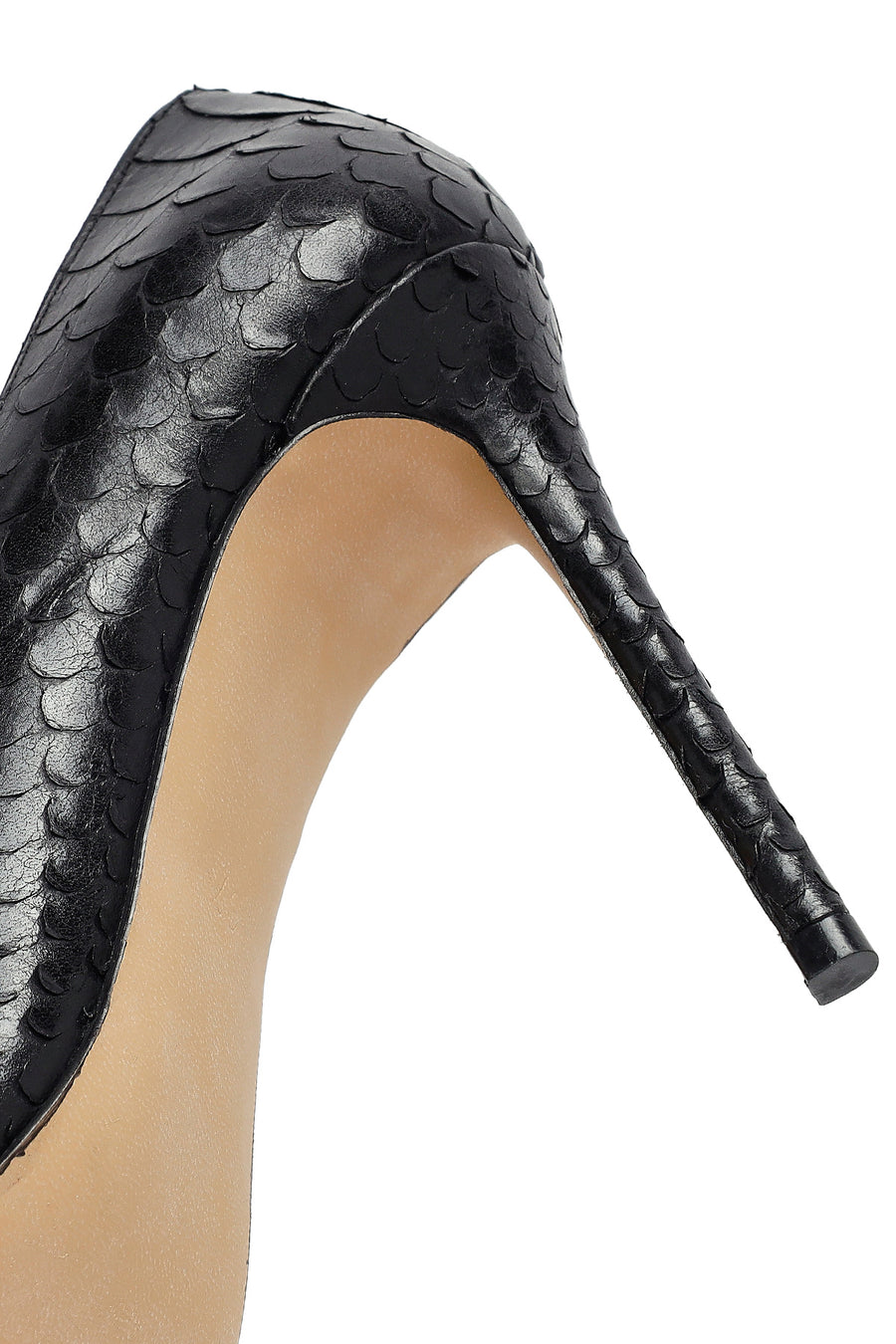 Kadın Siyah Desenli Yüksek İnce Topuklu Deri Stiletto