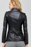 Betina Black Women's Leather Jacket | Derimod