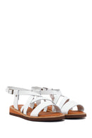 Woman White Ankle-Strap Buckled Leather Bodrum Sandal | Derimod