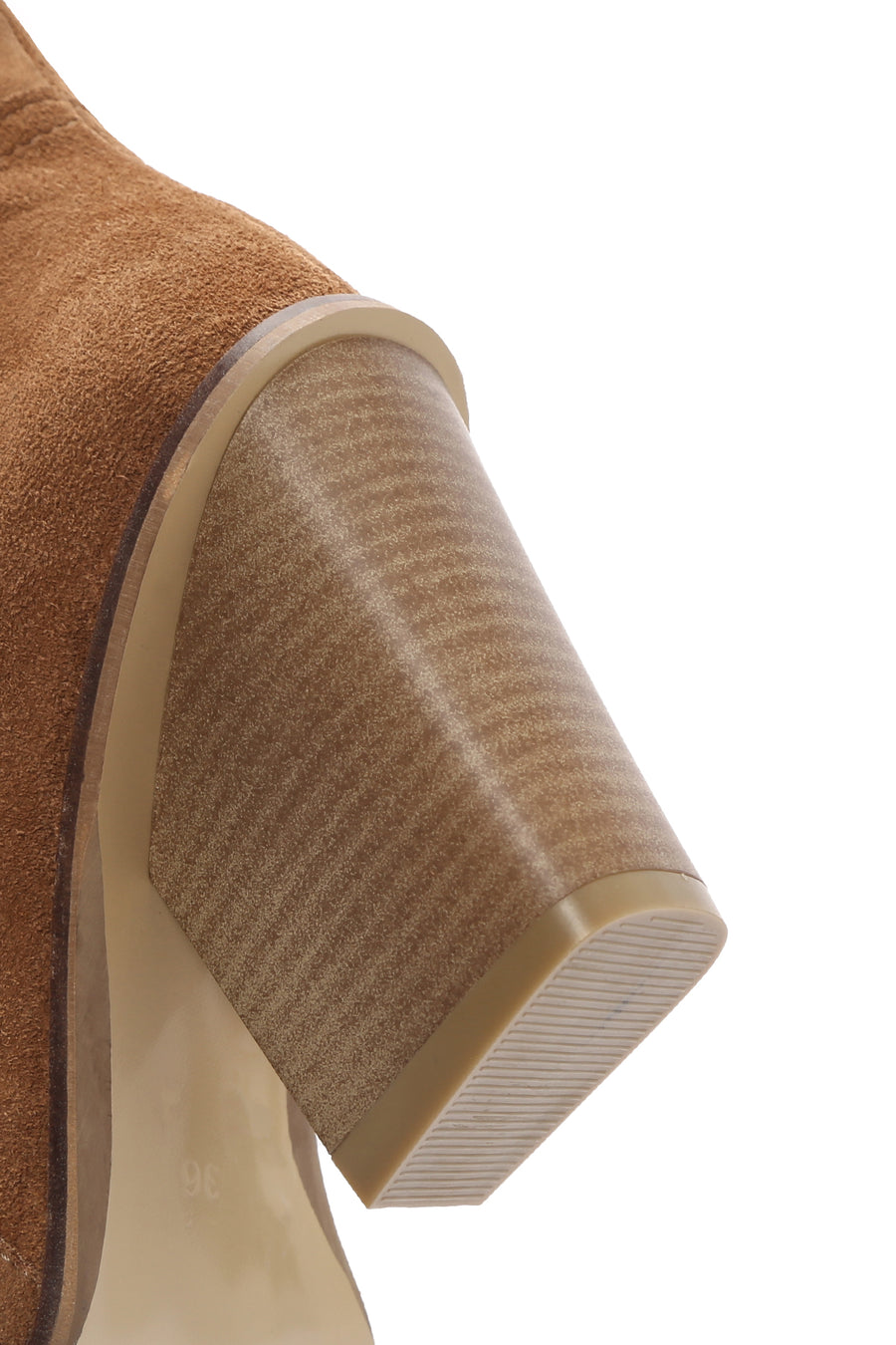 Women's Tan Thick Heeled Suede Cowboy Boots