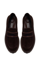 Woman Brown Thick-soled Suede Leather Masculine Loafer | Derimod