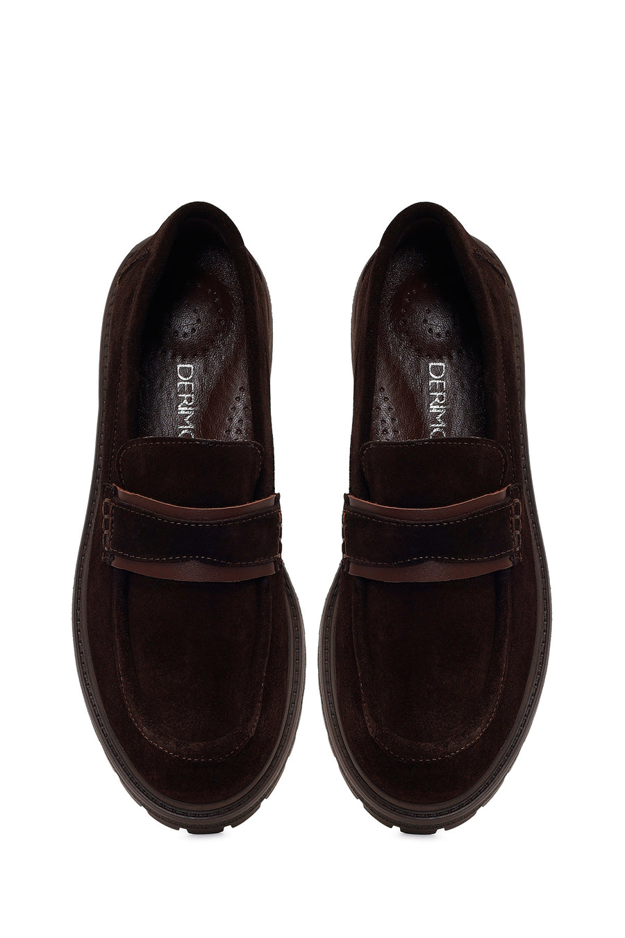 Woman Brown Thick-soled Suede Leather Masculine Loafer
