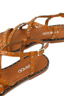 Women's Tan Buckled Leather Bodrum Sandals | Derimod