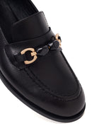 Woman Black Buckled Leather Masculine Loafer | Derimod