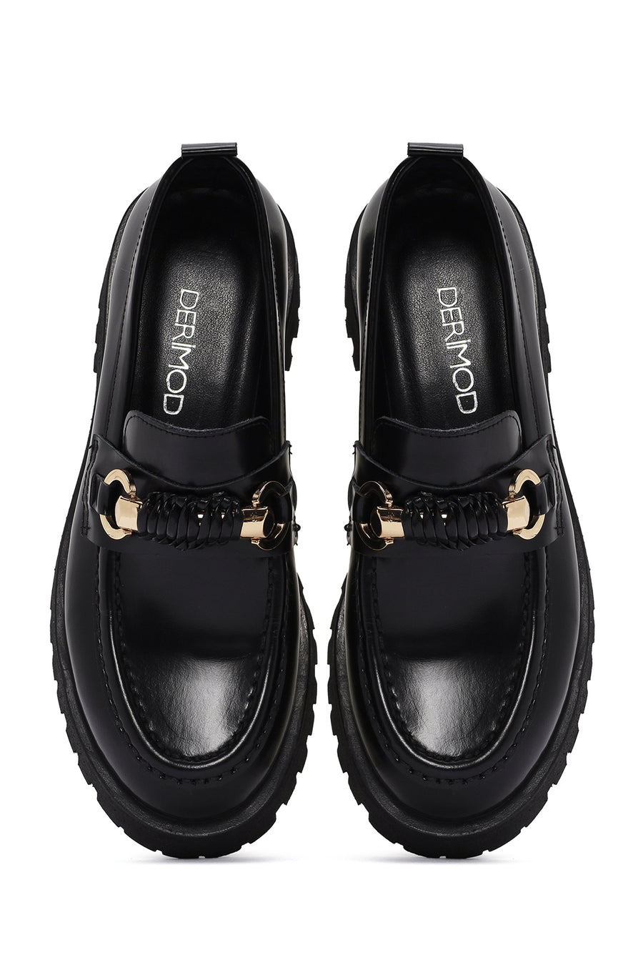 Women's Black Leather Patent Leather Masculine Loafer