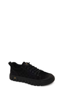 Male Black Lace-Up Thick-Soled Nubuck Leather Sneaker | Derimod