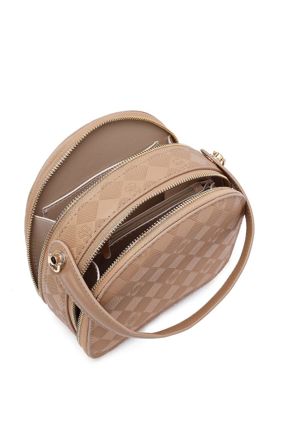 Women's Brown Long Strap Printed Mini Handbag