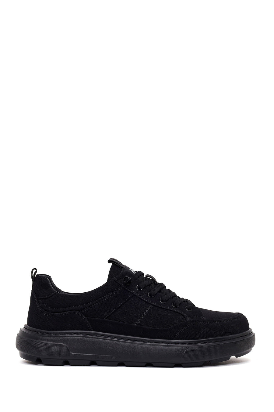 Derimod Zero Erkek Siyah Bağcıklı Kalın Tabanlı Kumaş Sneaker WM680072KK | Derimod