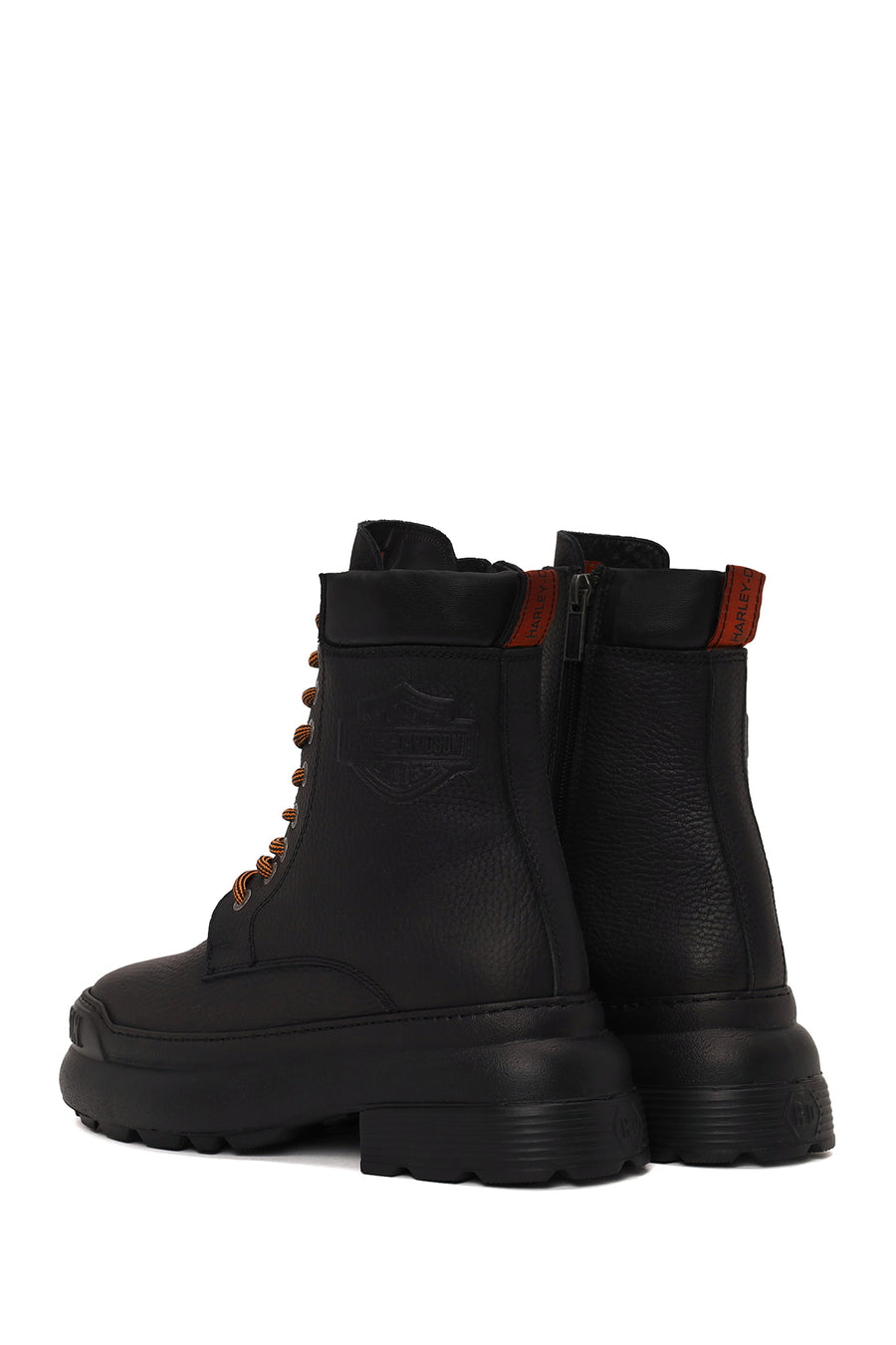 Harley Davidson Woman Black Lensors Zip Closure Thick-Soled Leather Combat Boots